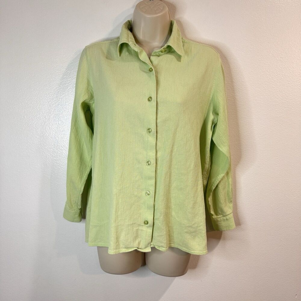 Light Green Button-Down Shirt - Women's Classic Collared Top